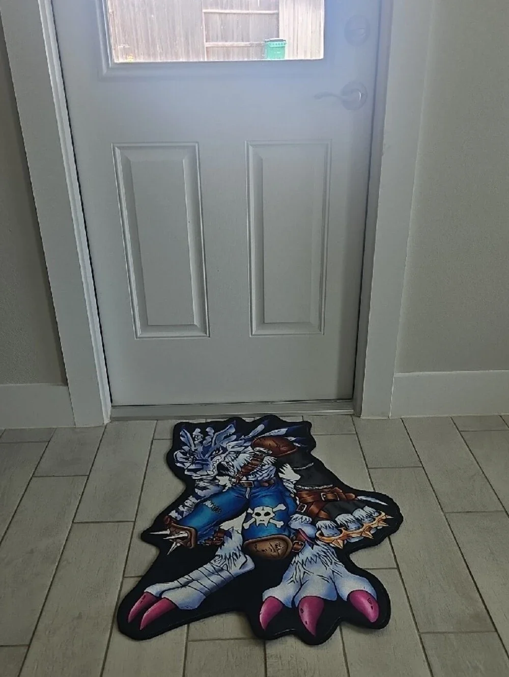 Blue & Pink Wolf Character Floor Mat - Unbranded Home Accent